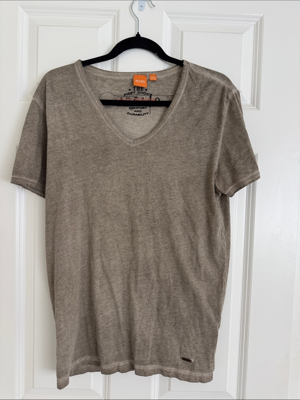Boss Taupe V-Neck Short Sleeve Tee